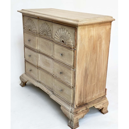 111 - HALL CHEST, Dutch colonial style, hardwood with four long drawers, one with carved front, and of ada... 