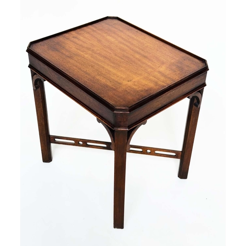 123 - LAMP TABLES, a pair, George III design mahogany each with canted corners and pierced 'X' stretchers,... 