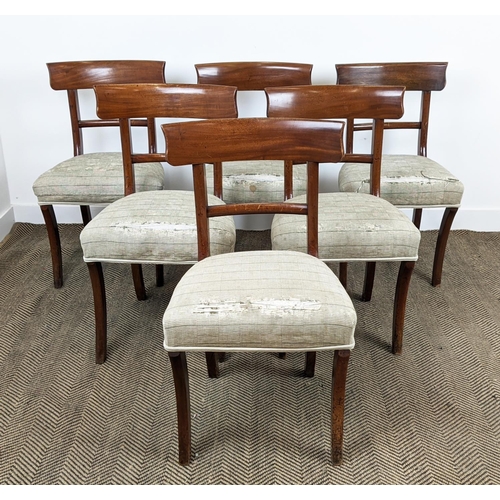 151 - DINING CHAIRS, a set of six, circa 1830, mahogany with stuffover seats, 86cm H x 49cm x 48cm. (6)