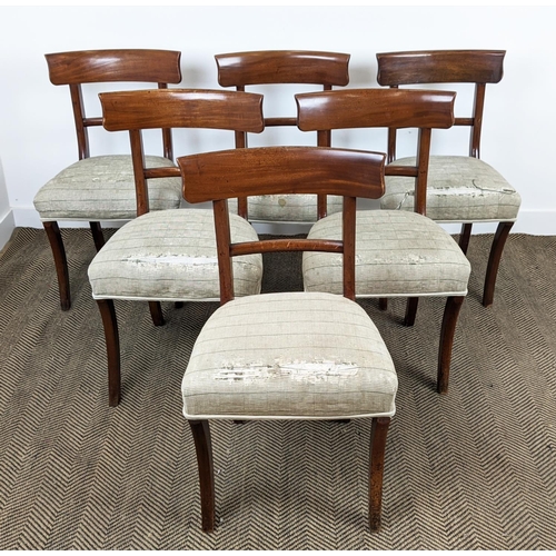 151 - DINING CHAIRS, a set of six, circa 1830, mahogany with stuffover seats, 86cm H x 49cm x 48cm. (6)