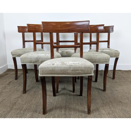 151 - DINING CHAIRS, a set of six, circa 1830, mahogany with stuffover seats, 86cm H x 49cm x 48cm. (6)