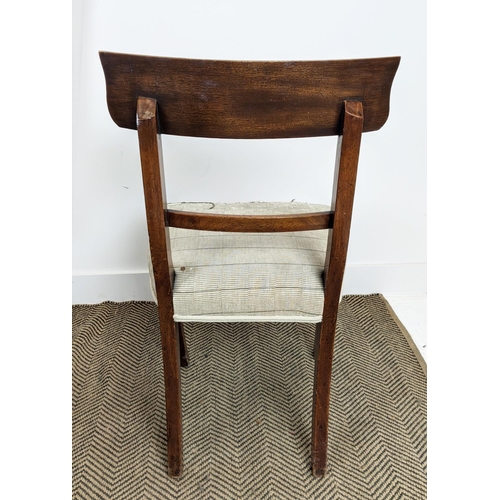 151 - DINING CHAIRS, a set of six, circa 1830, mahogany with stuffover seats, 86cm H x 49cm x 48cm. (6)