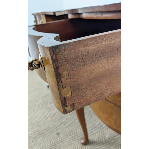 154 - BEDSIDE CHESTS, a pair, Georgian style burr walnut, each with drop flap top above three drawers, 69c... 