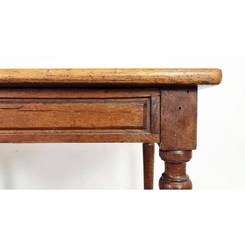 181 - REFECTORY TABLE, late 19th century French oak with pot board, 79cm H x 199cm x 64cm.