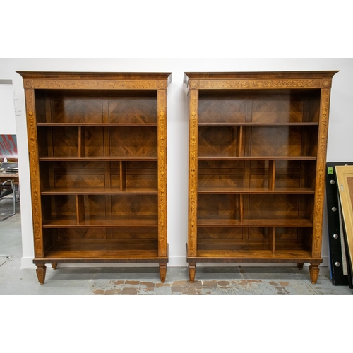 218 - OPEN BOOKCASES, a pair, to match previous lot, 212cm H x 145cm x 51cm. (2)