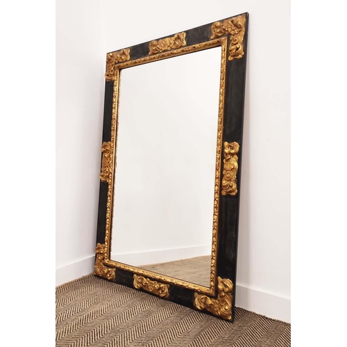 260 - WALL MIRROR, 19th century style Continental ebonised and gilt framed with rectangular plate, 152cm x... 