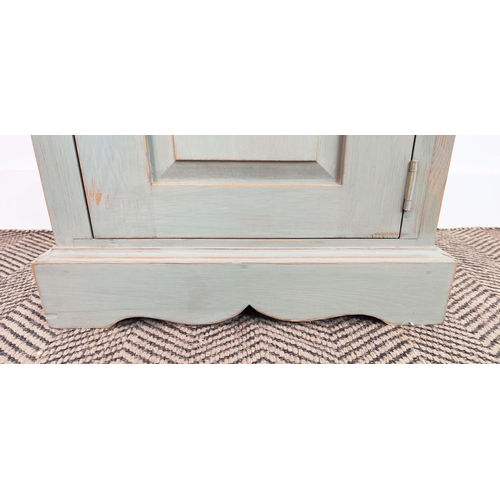 274 - BEDSIDE CABINETS, a pair, grey painted, each with drawer and door, 60cm H x 40cm x 36cm. (2)