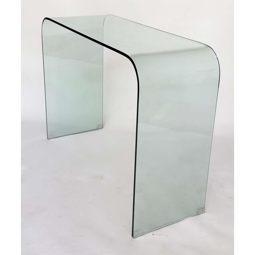 296 - CONSOLE TABLE, curved arched glass, 110cm W x 80cm H x 40cm D.