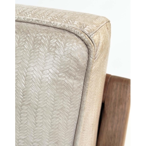 297 - ARMCHAIR, Danish style embossed cream leather upholstered, 63cm W.