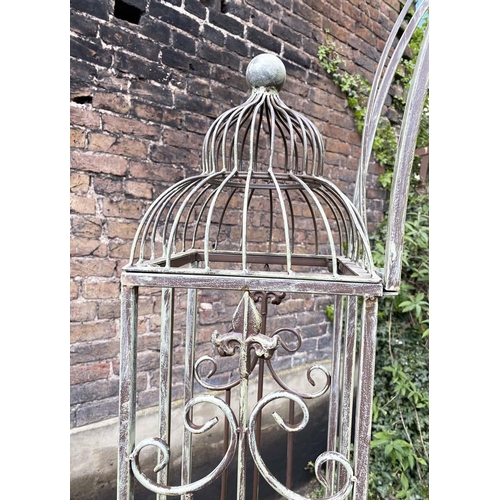 371 - ARCHITECTURAL GARDEN GATE, Regency style, distressed metal frame, 250cm high, 185cm wide, 38cm deep.