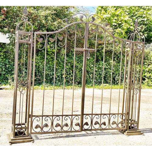 375 - ARCHITECTURAL GARDEN GATE, wrought metal, 136cm high x 144cm wide x 28cm deep