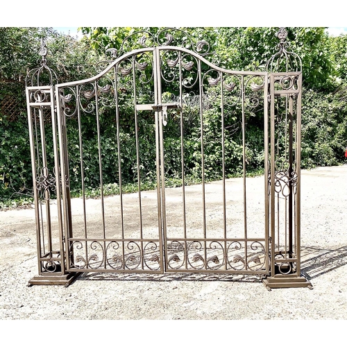 375 - ARCHITECTURAL GARDEN GATE, wrought metal, 136cm high x 144cm wide x 28cm deep