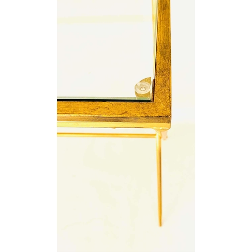 382 - WRITING DESK, 1960s French style, gilt metal and glass, 87cm x 95cm x 42cm.