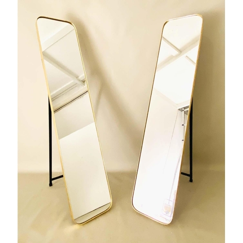 384 - DRESSING MIRRORS, a pair, 1960s French style, floor standing, gilt frames, 145cm high, 30cm wide, 6c... 