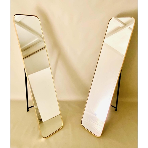 384 - DRESSING MIRRORS, a pair, 1960s French style, floor standing, gilt frames, 145cm high, 30cm wide, 6c... 