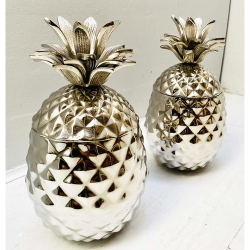 402 - PINEAPPLE ICE BUCKETS, a pair, polished metal, 35cm H x 18cm diam. (2)