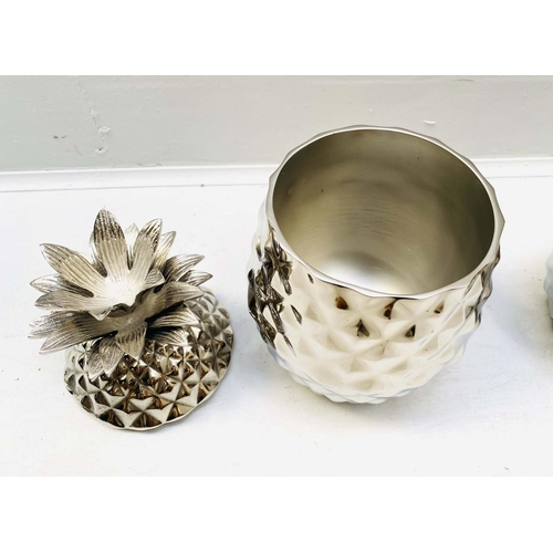 402 - PINEAPPLE ICE BUCKETS, a pair, polished metal, 35cm H x 18cm diam. (2)