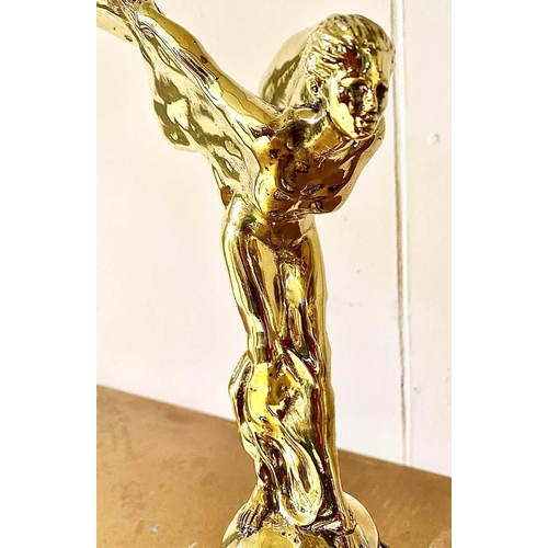 404 - SPIRIT OF ECSTASY FIGURES, a pair, gilt metal, 31cm H (2)