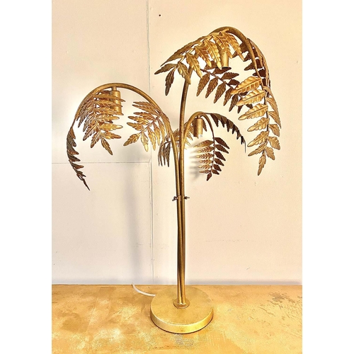 407 - MAISON JANSEN STYLE PALM TREE TABLE LAMP, 86cm high, 60cm diameter, gilt metal.