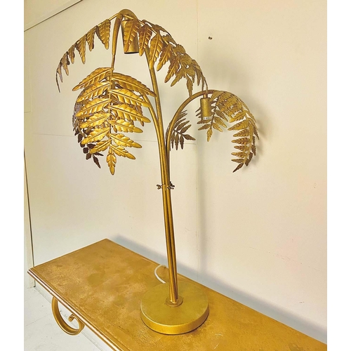 407 - MAISON JANSEN STYLE PALM TREE TABLE LAMP, 86cm high, 60cm diameter, gilt metal.