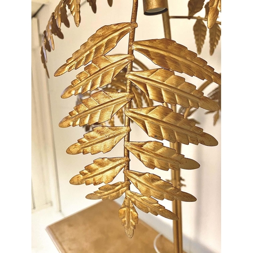 407 - MAISON JANSEN STYLE PALM TREE TABLE LAMP, 86cm high, 60cm diameter, gilt metal.