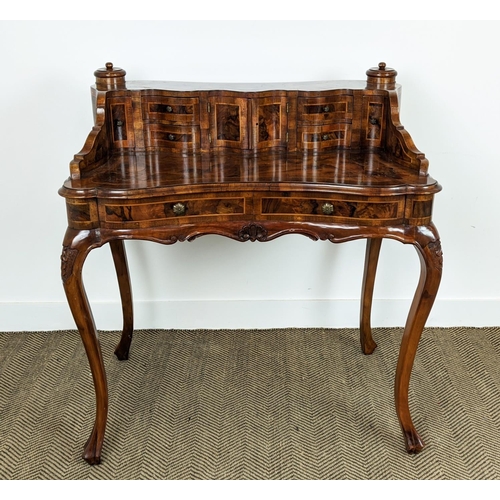 216 - DESK, 18th century style Italian olivewood containing eight drawers, two doors and paper holders, 10... 