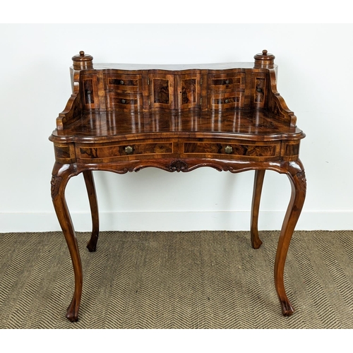 216 - DESK, 18th century style Italian olivewood containing eight drawers, two doors and paper holders, 10... 