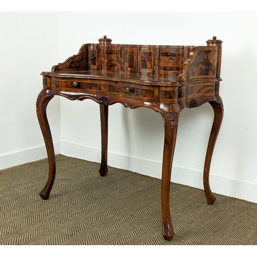 216 - DESK, 18th century style Italian olivewood containing eight drawers, two doors and paper holders, 10... 