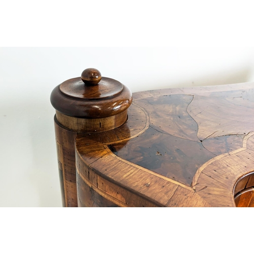 216 - DESK, 18th century style Italian olivewood containing eight drawers, two doors and paper holders, 10... 