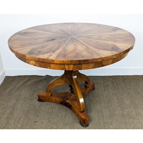 266 - CENTRE TABLE, Biedermeier walnut, ebonised and inlaid with circular segment veneered top, 82cm H x 1... 