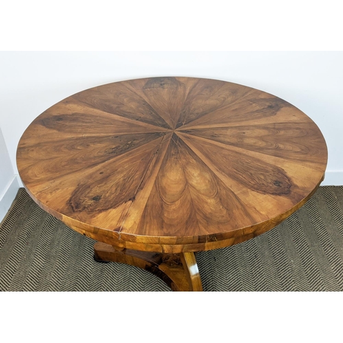 266 - CENTRE TABLE, Biedermeier walnut, ebonised and inlaid with circular segment veneered top, 82cm H x 1... 