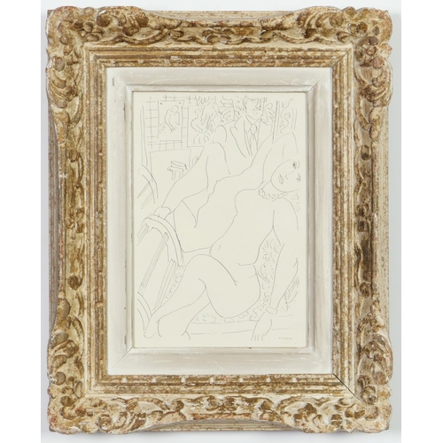 46 - HENRI MATISSE, reclining woman with necklace, heliogravure, French Montparnasse frame, 26cm x 21cm.