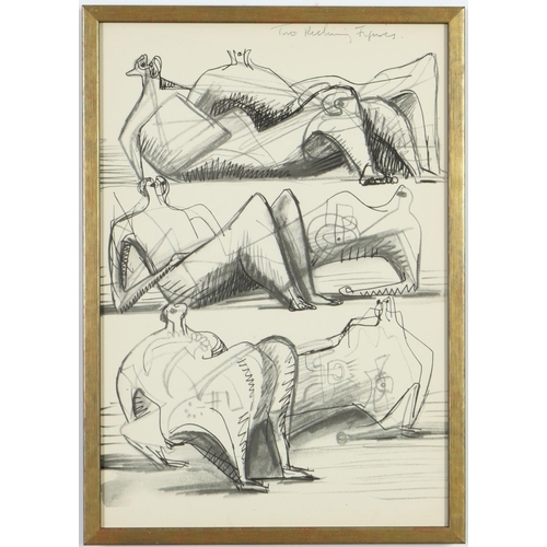 51 - HENRY MOORE, a set of four off set lithographs, seated figures, 30.5cm x 45cm.