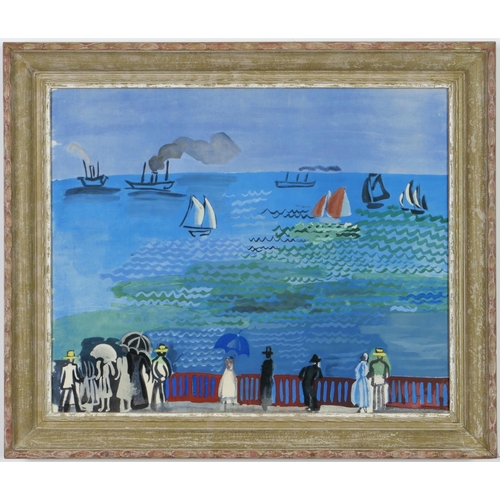 54 - RAOUL DUFY, La Mer Du Havre, lithograph and pochoir, printed by Jacomet, French vintage frame: 58cm ... 