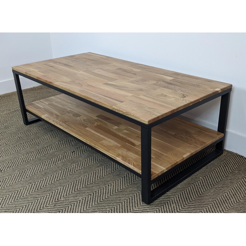 550 - LOW TABLE, contemporary Country House style, two tier, 120cm x 60cm x 40cm.