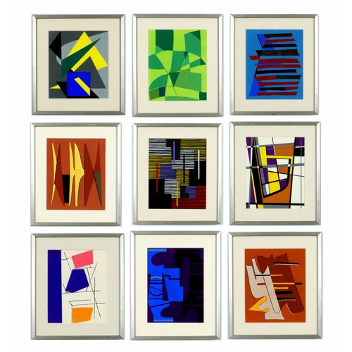 60 - A SET OF NINE ABSTRACT POCHOIR, edition 1500, 1952, Alberto Magnelli et al, 22.5cm x 17.5cm each. (S... 