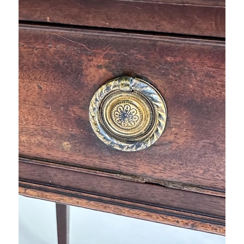 109 - WRITING TABLE, George III period mahogany with full width frieze drawer and square tapering supports... 