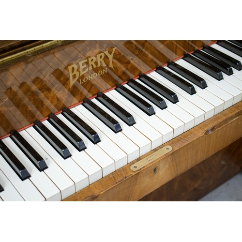 157 - UPRIGHT PIANO, by Berry of London, Art Deco walnut cased, 101cm H x 136cm x 49cm.