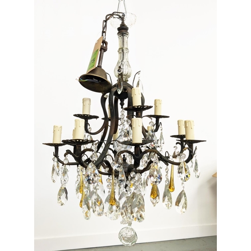 175 - CHANDELIER, similar to previous lot fitted with twelve lights, 50cm W x 110cm H, including chain.