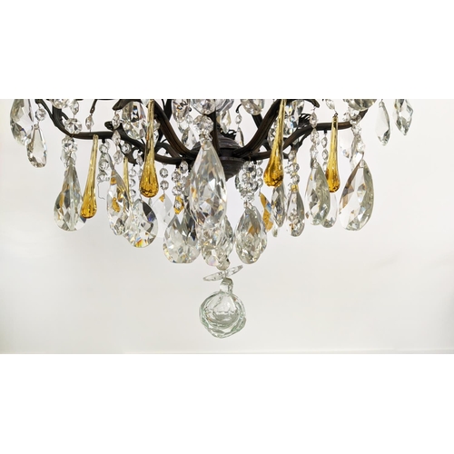 175 - CHANDELIER, similar to previous lot fitted with twelve lights, 50cm W x 110cm H, including chain.