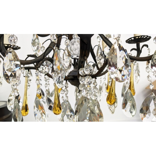 175 - CHANDELIER, similar to previous lot fitted with twelve lights, 50cm W x 110cm H, including chain.