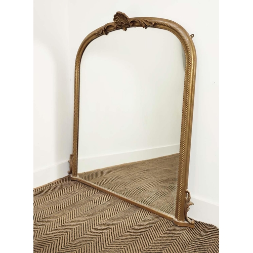 183 - OVERMANTEL, Victorian style with arched gilt frame, 113cm H x 103cm W.