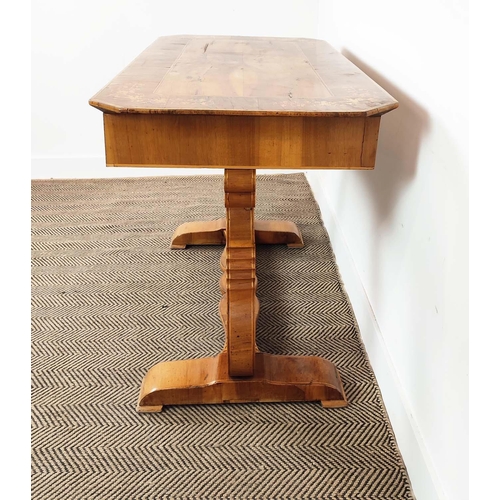 265 - WRITING TABLE, Biedermeier walnut, olivewood and marquetry with frieze drawer, 80cm H x 122cm x 62cm... 