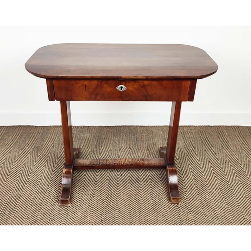 267 - WRITING TABLE, Biedermeier walnut with single drawer, 79cm H x 94cm x 53cm.