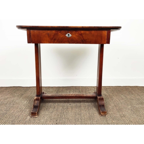 267 - WRITING TABLE, Biedermeier walnut with single drawer, 79cm H x 94cm x 53cm.