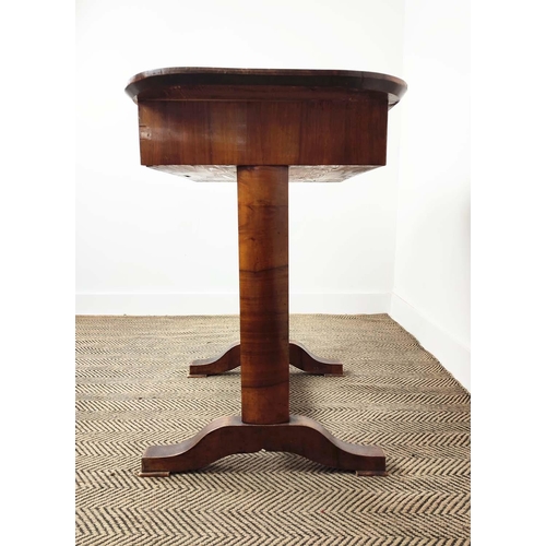 267 - WRITING TABLE, Biedermeier walnut with single drawer, 79cm H x 94cm x 53cm.