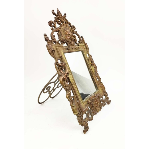 271 - A LATE 19TH CENTURY FRENCH EASEL MIRROR, circa 1870, Renaissance revival bronze with cast embossed f... 