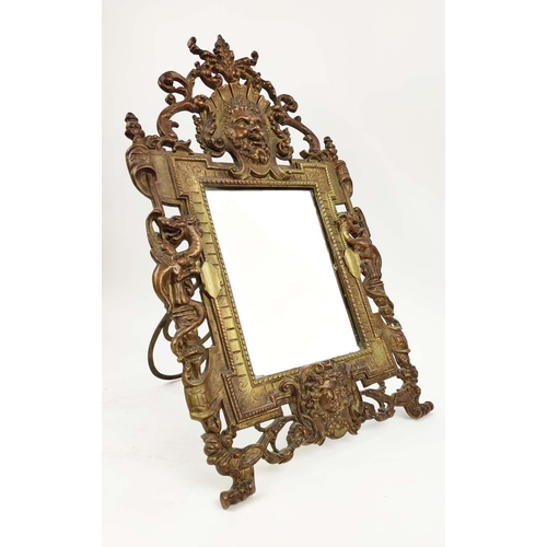 271 - A LATE 19TH CENTURY FRENCH EASEL MIRROR, circa 1870, Renaissance revival bronze with cast embossed f... 