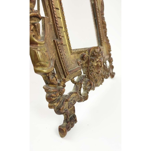 271 - A LATE 19TH CENTURY FRENCH EASEL MIRROR, circa 1870, Renaissance revival bronze with cast embossed f... 