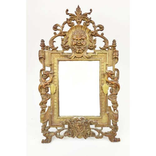 271 - A LATE 19TH CENTURY FRENCH EASEL MIRROR, circa 1870, Renaissance revival bronze with cast embossed f... 